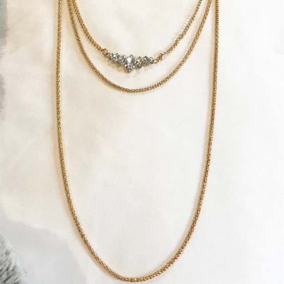 2/$25 NWOT 3 strand gold necklace with stones